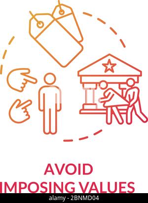 Avoid imposing values red concept icon. Woman rights. Racial equality. Stop harassment and bullying. Social unity idea thin line illustration. Vector isolated outline RGB color drawing Stock Vector