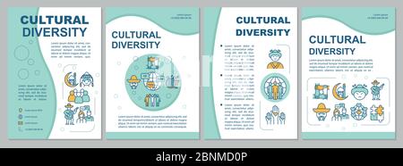 Multicultural community brochure template. Cultural diversity. Flyer, booklet, leaflet print, cover design with linear icons. Vector layouts for magazines, annual reports, advertising posters Stock Vector