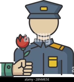 War veterans charity RGB color icon. Help for army soldier. Memorial Day appreciation. Social help for served marines. Campaign to help military. Government support troops Stock Vector