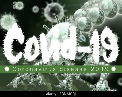 3D rendering illustration of covid 19 under the microscope Stock Photo