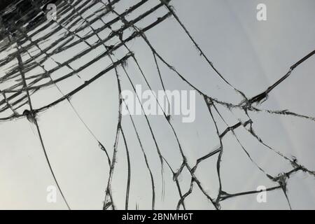 Glass shattered on a smart device touch screen Stock Photo