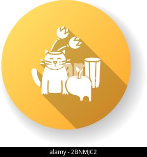 Surrealism art style orange flat design long shadow glyph icon. Abstract cultural movement. Still life contemporary painting. Experimental artwork. Silhouette RGB color illustration Stock Vector