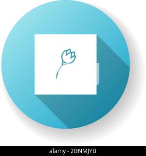 Minimalism style blue flat design long shadow glyph icon. Cultural movement. Visual art, primitivism. Flower painting. Botanical postmodern artwork. Silhouette RGB color illustration Stock Vector