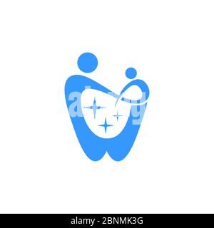 Tooth graphic logo template, with people illustration vector, dental care design concept, isolated on white background. Stock Vector