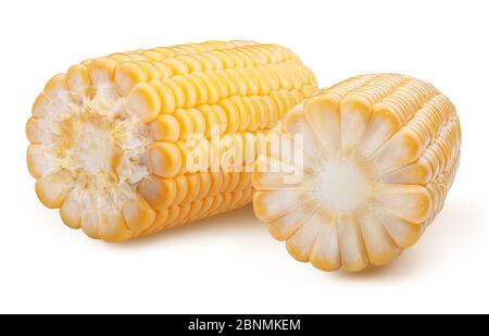 Sweet corns ears isolated on white background. Stock Photo