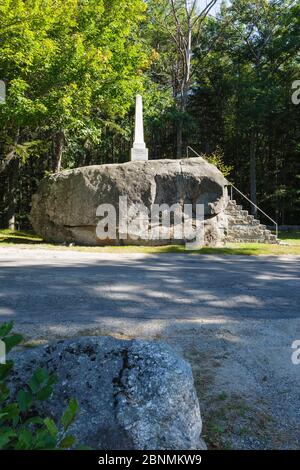 Ordination Rock in Tamworth, New Hampshire USA. This is where the Rev. Parson Samuel Hidden was ordained on September 12, 1792 and became the first se Stock Photo