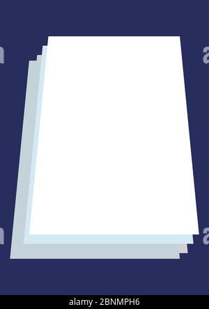 A stack of white sheets of paper on a gray background background. Stock Vector