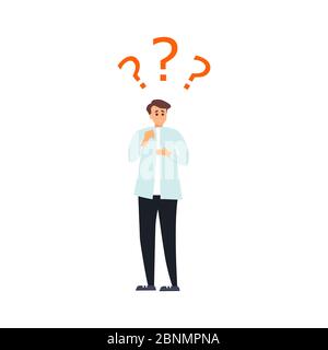 illustration business man with question marks, vector Stock Photo