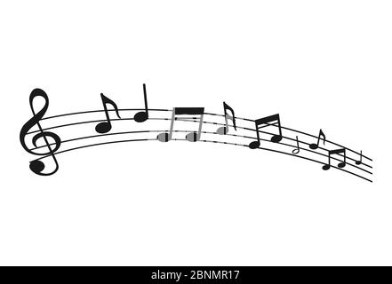 Musical note. Staff treble clef notes musician concept vector isolated on transparent background. Illustration of music sound Stock Photo