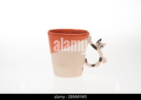 Design ceramic coffee cups on white isolated Stock Photo