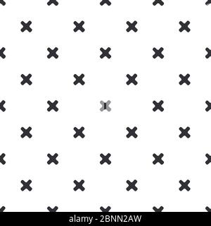 Seamless geometric monochrome cross or letter x pattern, Stock vector illustration Stock Vector
