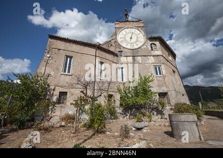 Subiaco, Italy. September 02, 2017: Watchtower building. The Rocca Abbaziale also called the Rocca dei Borgia is an abbey, designed as a castle, in Su Stock Photo