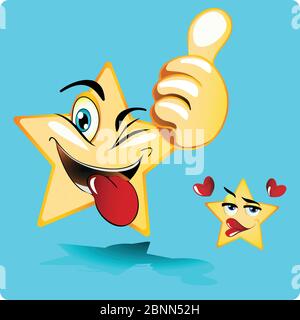 Illustration of Thumb Star emoji with shadow Gradient Style. Stock Vector Icon. Light Background. Stock Vector