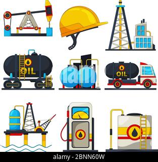 Petroleum and gas icons. Vector illustrations isolate on white Stock Vector