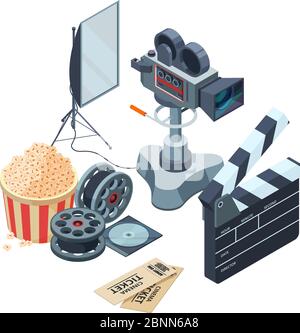 Production of video. Vector isometric concept of video and photo production Stock Vector