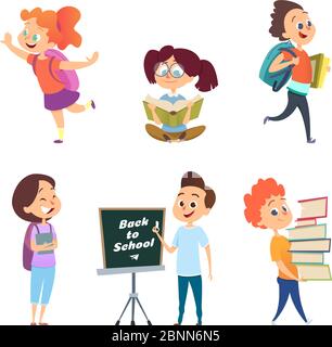 School childrens. Back to school characters isolated Stock Vector