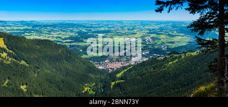 Panorama over the Steigbach valley on Immenstadt, beyond the Illertal, Allgäu, Bavaria, Germany, Europe Stock Photo