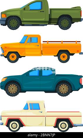 Pickup truck. Vector transport. Illustrations of automobiles Stock Vector