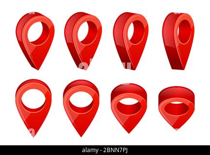 Realistic map pointers. Various symbols for gps navigation Stock Vector