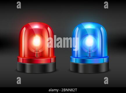 Police siren. Vector realistic pictures of fire or police siren Stock Vector