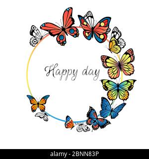 Background with butterflies. Placard or poster with illustrations of butterflies Stock Vector