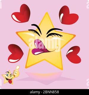 Illustration of Female Star emoji Gradient Style with heart. Stock Vector Icon. Light Background. Stock Vector