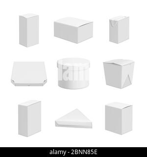 White packages. Realistic template of empty packs Stock Vector