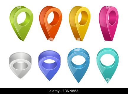 Colored map pointers. Various colors of gps navigation pointers Stock Vector