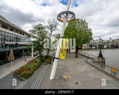 London. UK. May the 13th 2020. Wide view angle of South Bank during the Lockdown Stock Photo