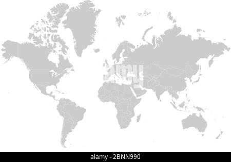 Kosovo map highlighted red on world map vector. gray background. Stock Vector