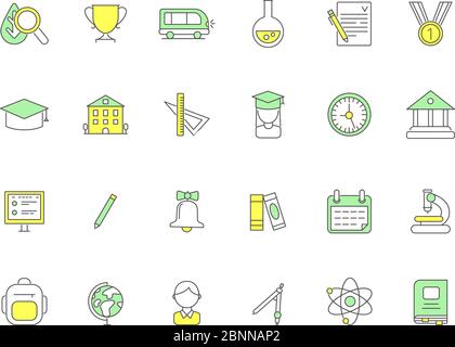 Colored school icons. Vector symbols of science Stock Vector