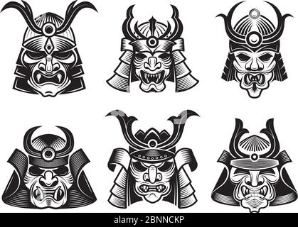 samurai warrior mask drawings