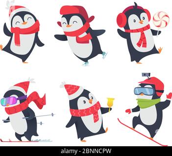 Cute penguin skiing on snow 1886511 Vector Art at Vecteezy