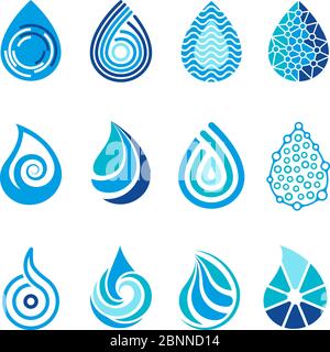 Drops icons. Water splashes abstract symbols for vector healthcare aqua h2o logo design Stock Vector