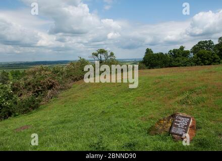 Ampthill Park view from Green Sand Ridge with a 20C stone plaque Stock Photo