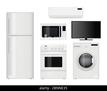 Home appliances. Household kitchen items vector realistic illustrations Stock Vector