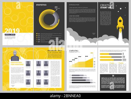 Brochure layout template. Anual report business finance presentation pages vector design project with place for your text Stock Vector