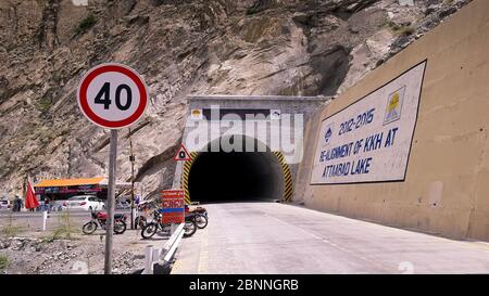 Very Long Tunnel Attabad Tunnel In The Mountains Of Korakoram Highway At Attabad Lake, Hunza, Gilgit Baltistan, Pakistan Stock Photo