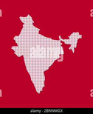 India map simple dotted pattern vector. Red background. Business concepts design. Stock Vector