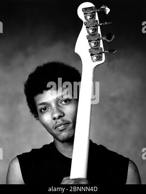Black and white portrait of musician Ivan Neville of the Neville Brothers family from New Orleans, LA Stock Photo