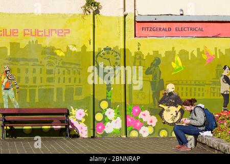 Mural in Bishop Lucey Park,Cork City,County Cork,Munster,Ireland,Europe Stock Photo