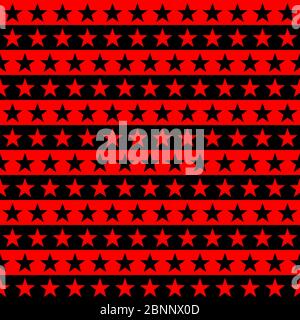 Red, black modern star stripes seamless pattern vector background. Stock Vector