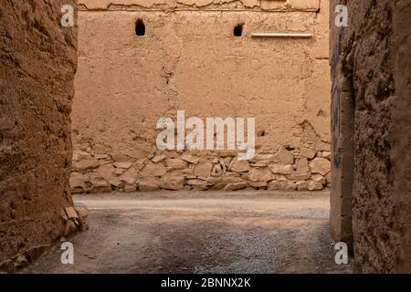 Museum, mud house, alley, house wall, door Stock Photo