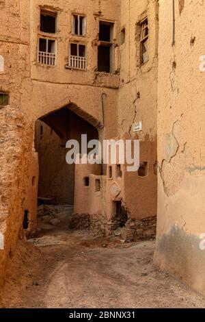 Museum, mud house, alley, house wall, door Stock Photo