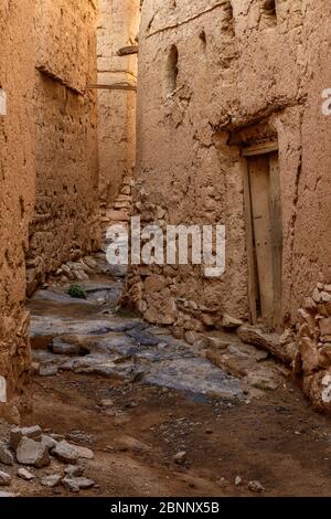 Museum, mud house, alley, house wall, door Stock Photo