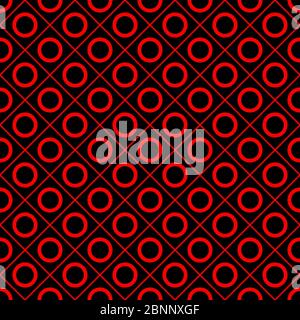 Modern geometric circle seamless pattern vector. Red, black color. Perfect for backgrounds, backdrop, fabric, banner, sticker, wallpaper etc. Stock Vector