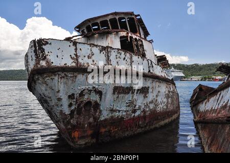 Abandoned boats in Rabaul Harbour, Papua New Guinea Stock Photo