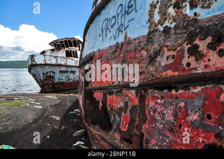 Abandoned boats in Rabaul Harbour, Papua New Guinea Stock Photo