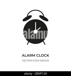 Alarm clock glyph icon. Pictogram silhouette simple watch symbol. Logo modern graphic sign digital tool wake-up time. Design element for web site, mobile app, ui. Isolated on white vector illustration Stock Vector