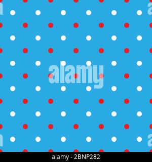 White red polka dot seamless pattern blue background vector. Perfect for background, backdrop, banner, poster, fabric and wallpapers. Stock Vector